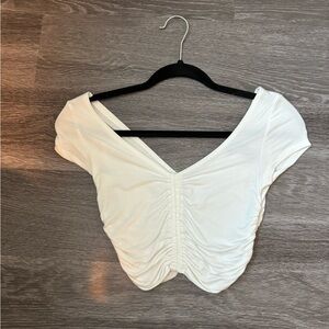 White ruched crop top